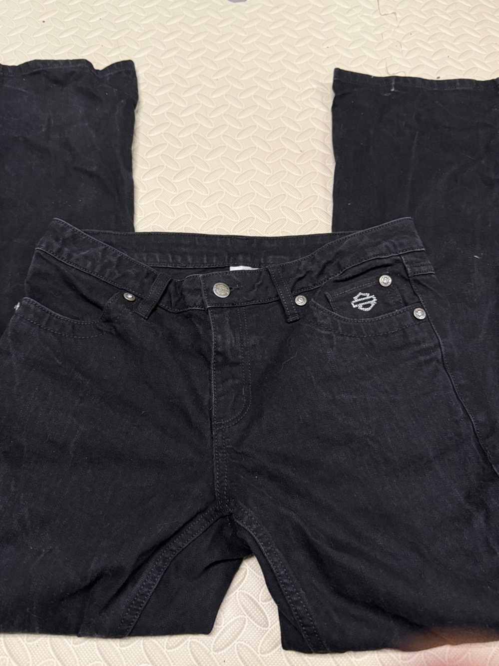 Harley-Davidson Black Denim Pants with Logo Patch